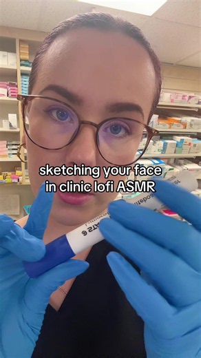 sketching your face with marker pen #asmr #lofiasmr #asmrsketching #glovesounds #lowqualityasmr