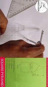 Front Elevation, End view and development of a square base pyramid