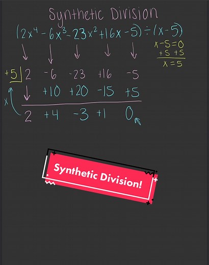 Synthetic Division video up on youtube! Just a basic example! . . . #math #maths #mathhelp #mathtutor #mathteacher #algebra #algebra2 #algebrahacks #algebrahelp #mathhack #mathhacks #syntheticdivision #polynomials