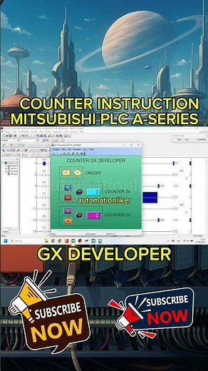 Counter instruction Mitsubishi PLC A-Series GX Developer with HMI Simulation #plc #shorts #tutorial