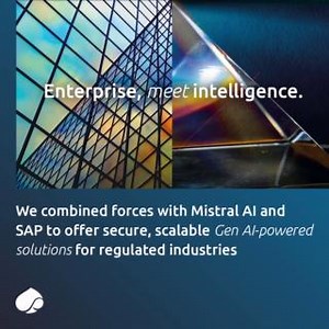 We’re excited to expand our strategic partnership with Mistral AI and SAP to deliver secure, scalable generative AI solutions tailored for regulated industries. By combining Mistral AI’s cutting-edge generative AI models with SAP’s trusted Business Technology Platform (BTP), we’re co-developing an extensive library of 50 SAP-integrated, industry-specific AI use cases, all designed with security, responsible AI governance, and a lower carbon footprint in mind. This collaboration empowers organiza