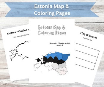 Estonia Map & Coloring Pages | Geography Printable for Kids