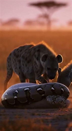 What will the hyena find inside the python’s hidden lair #wildlife #nature #predator