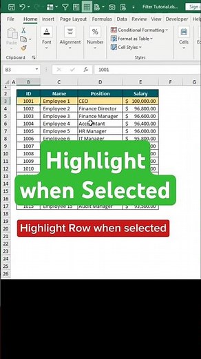 Highlight Selected rows in #excel
