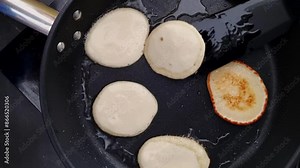 Pancake Cooking Process in a Non-Stick Pan - Step-by-Step Pancake Making Guide