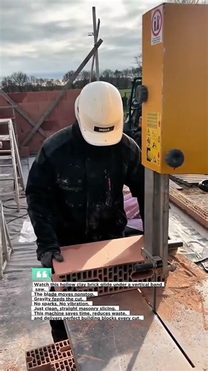 Perfect Brick Cuts with Vertical Band Saw #Construction #Masonry #Tools