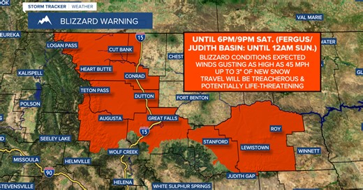 Blizzard Warning for portions of north-central Montana