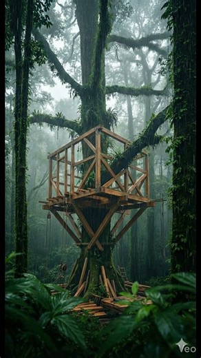 Tree house Costruction in a Deep Rainy forest #beforeafter #architecture #construction