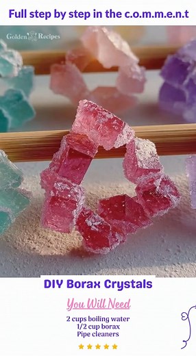 DIY Borax Crystals The kind of rainy day fun that’s better than cartoons. Ingredients: - 2 cups boiling water - 1/2 cup borax - Pipe cleaners - Small shapes (like puzzle pieces or cookie cutters) - Popsicle sticks - Mason jars - Thin string or fishing line Directions: First things first, gather all your materials. Be sure those small shapes can easily fit through the opening of your mason jar since the crystals will grow inside. Start by wrapping a pipe cleaner snugly around each small shape and