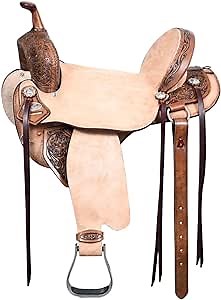 HILASON Flex Tree Western Horse Saddle in American Leather Barrel Trail | for Horses