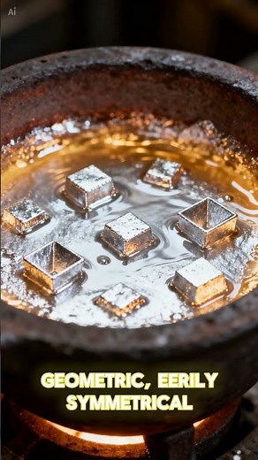 Rainbow metal crystals that shouldn't exist #science #bismuth #shorts