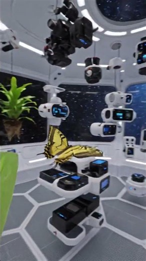 Vlog Yellow And Black Butterfly Flying In A Zero Gravity Room #butterfly #aivideo #ai #aishorts
