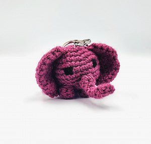 Crochet Elephant Keychain: Handmade Amigurumi Animal Charm - Etsy