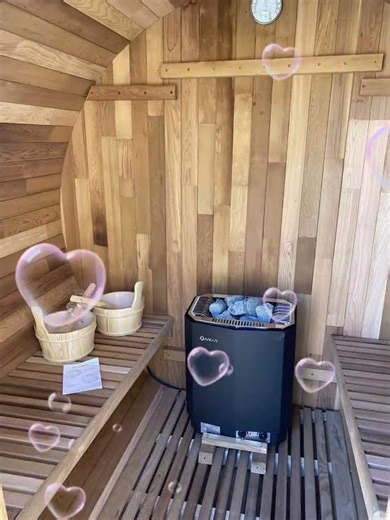✨A Warm Moment Shared — Our Customer’s Outdoor Barrel Sauna✨ #saunaroom #sauna #barrelsauna Sauna