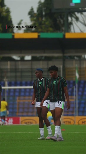 Final touches as the Super Falcons go through their warm-up routine ahead of facing friendly match.