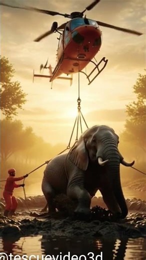 Helicopter Rescue - Saving a Stuck Elephant from Muddy Trap# sehar#rahulruidas