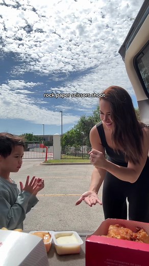 Well, this is one way to get him to eat 😆 #rockpaperscissors | rock paper food challenge