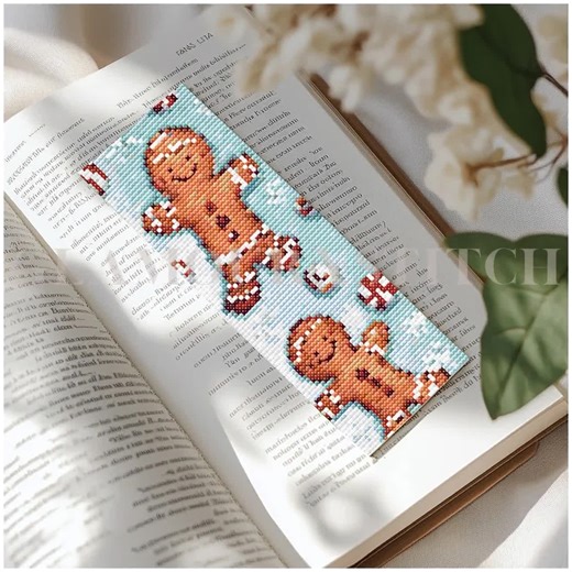 Gingerbread Man Bookmark Cross Stitch Pattern: Candy Cane Embroidery PDF Pattern - Etsy