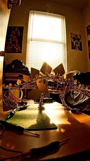 A Dinosaur-Shaped Robot Walking Smoothly Powered by just one Battery.#robotics #diy