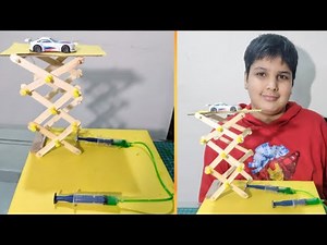 How to make hydraulic lift with step by step,Easy science project, Hydraulic system working model