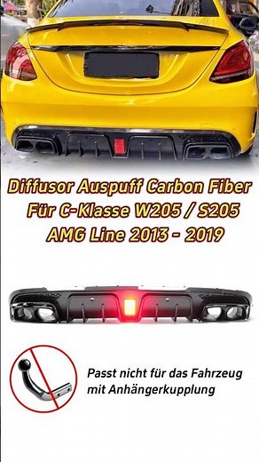 SpeedyParts.de - Diffusor Heckdiffusor Auspuff Carbon Look für Mercedes C Klasse W205 AMG Line 13-19