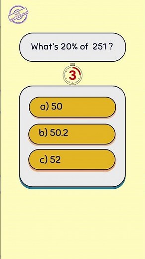 Can You find 20% of 251 in less than 3 seconds! + Hint | 🧠Percentage Mental Math Quiz #Q11