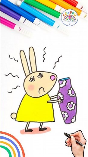 Draw Peppa Pig Rabbits | Peppa Angry Mummy Rabbit Drawing 🌈🐰 #peppapig #cartoon #short #angry