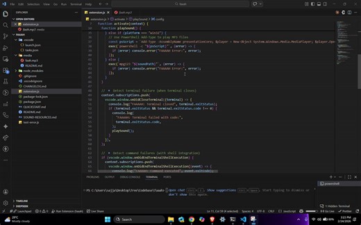 I made a VS Code extension that screams “FAAAAH” every single time I mess up. :3 Link : https://marketplace.visualstudio.com/items?itemName=Sajjad19397.faah-error-sound Test fails? FAAAAH. `npm install` breaks? FAAAAH. Random syntax error in the file? FAAAAH. Terminal command crashes? FAAAAH. Now coding feels like I have a disappointed uncle living inside my computer. 10/10 motivation. 0/10 peace. Should I add more sounds? Maybe one for when production breaks… 👀🔥 | Sajjad Hossain