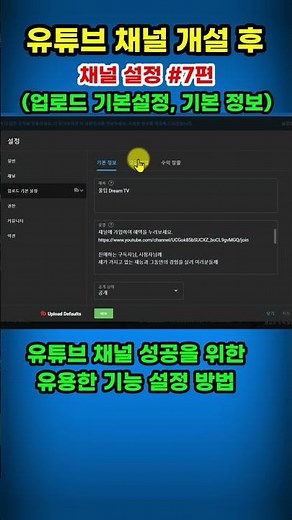 유튜브 채널 설정(업로드기본설정, 기본정보), 꼭 알아두어야 합니다! #유튜브채널설정, #유튜브크리에이터, #유튜브성공