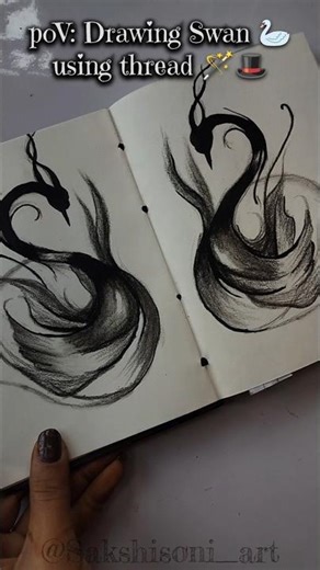 drawing swan using thread #ytshorts #art #drawing #swan #artist