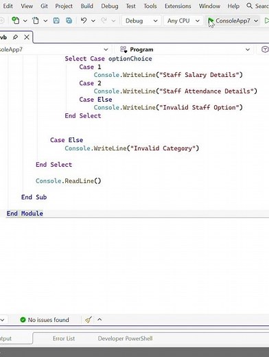 VB.Net - Nested Select Case Statement