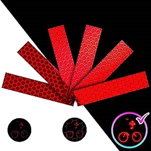 LOOM Reflective Stickers for Helmet | 6pcs Brilliant red | Similar to 3M Reflective Tape | Bike Reflectors for Night Riding, Mailbox reflectors | Waterproof hi vis Decals for Car, Trailer