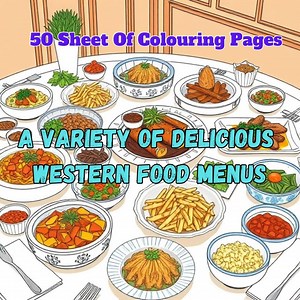 50 Coloring Pages A Variety of Delicious Western Food Menus Kids Coloring Pages, Coloring Sheet, Instant Download, Printable PDF File - Etsy
