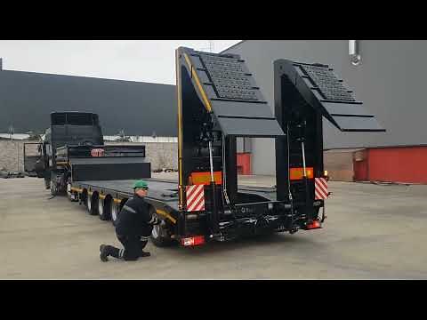 Hydraulic expandable platform Low loader semitrailer. 4 axle hydraulic widening low loader trailer