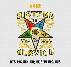 OES Star Symbols Embroidery, Order of the Eastern Star Logo Embroidery, Sisters in Service 1850 Embroidery Design, OES Logo, 5 Size Download - Etsy