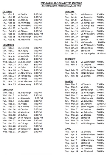 Notable matchups, no Black Friday home game and more on Flyers' 2025-26 schedule