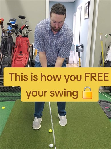 FREE UP YOUR SWING 🔓⛳ Feel tight over the ball? Thinking too much? Here’s a simple drill to unlock your natural motion: Place 3 golf balls in a row and hit them back-to-back without stopping. No resets. No practice swings. No overthinking. This forces your body to stay athletic, rhythmic, and reactive — just like it should be on the course. When there’s no time to think, your swing frees itself up and your best move shows up naturally. Try this on the range before every session and watch how sm
