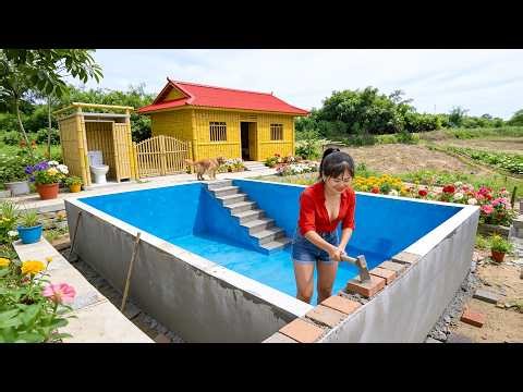 TIMELAPSE | Talent Woman build Swim Pool Progress | Concrete Stairs Plastering - Nhất Building