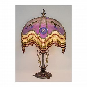 Antique Victorian Lamp With Hand-beaded Fringe Lampshade - Etsy