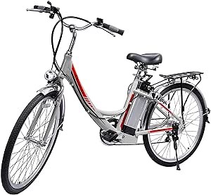 IDEAPLAY Electric Bike - 250W E-Bike with 3 Riding Modes - Electric Bicycle with Removable 36V 8.0Ah Lithium Battery - 20mph Adult Electric Bicycles w/ 6-Speed (Gray, 24 INCH)