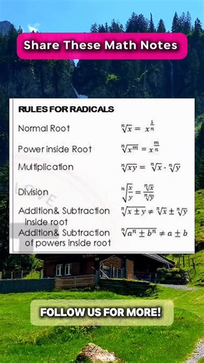 51K views · 258 reactions | Rules of Radicals Math Notes | Math Notes | Facebook