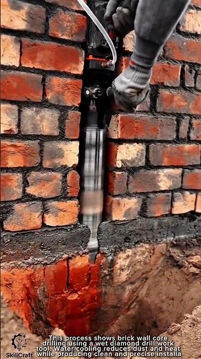 Brick Wall Core Drilling Work Tool Using Wet Diamond Drill #worktool