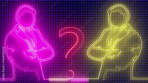 "Neon Unknown Employee & Leadership Icon – HR & Headhunting Vector Elements | Glowing Isometric Business Symbol for Web, App, UI Design, Infographics, Branding, Logo, and Corporate Identity"