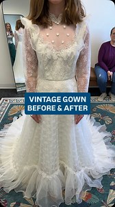 67K views · 828 reactions | Vintage Wedding Dress Before and After! For this classic alteration we took in the sides of the gown and tightened up the long sleeves for a better fit! | Heming & Fitz | Facebook