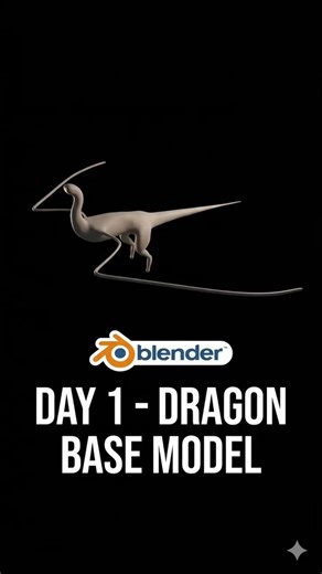 Day 1 – Making My First Dragon in Blender 🐉
