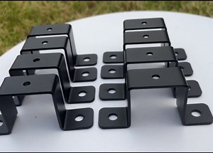 8Pcs Square Pipe Clamp, Black Strap Post Ties Brackets, U Shaped Connector Bracket for 1-1/2" x 1-1/2" Wood Deck Fence Post Tie for Water Pipes, Balcony Railing