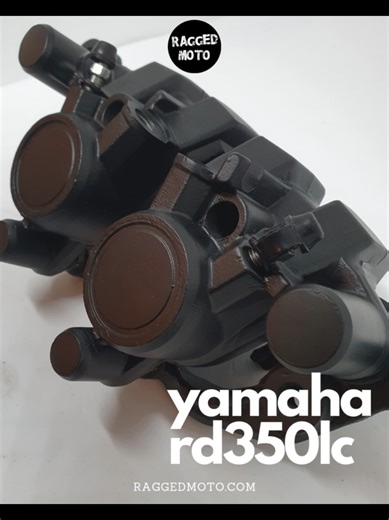 Yamaha RD350LC front brake calipers refurbed and finished in 'Graphite Black' Cerakote ceramic coating. Have your motorcycle calipers fully refurbished by us. Or we also sell ready refurbished calipers with an option to trade in your old calipers for a discounted. #yamahamotorcycle #yamahard350lc #rd350 #yamahalc #paintedcalipers