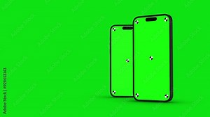 3D Render of Smartphone with Green Screen and Tracking Marks – Rotations and Movements in Vertical and Horizontal Positions