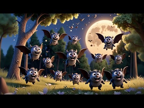 Seven Little Bats Fly at Night | Counting Song for Kids | Nursery Rhymes and Preschool Learning