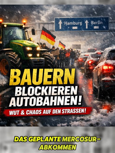 🚜❄️ Traktoren statt Autos – plötzlich steht alles still. Wütende Bauern blockieren Autobahnen und bringen den Verkehr zum Kollaps. Ist das Protest oder geht das schon zu weit? 👀🔥 #Bauernprotest #AutobahnChaos #Deutschland #BreakingNews #trending